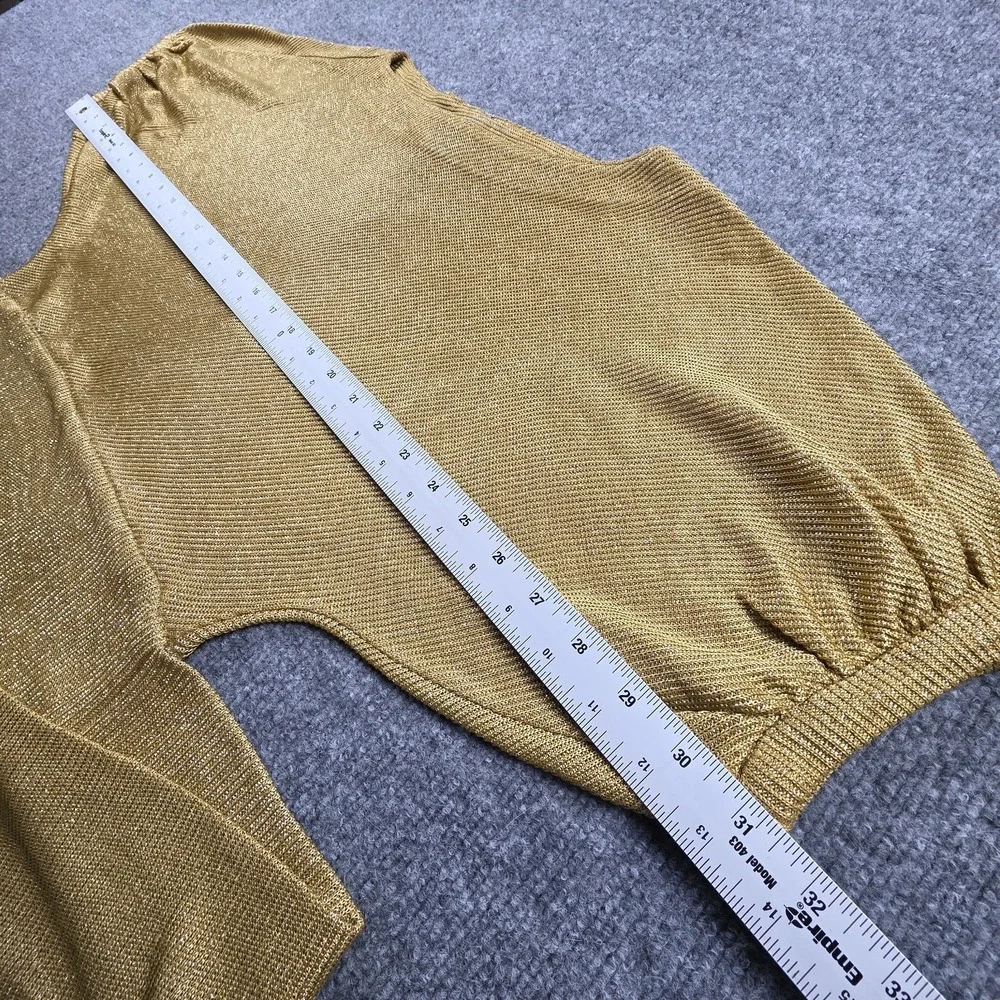 Vintage Joseph Magnin Women's 12 Gold Metallic Knit  Sweater Top 80s Glam Blouse - Picture 11 of 12